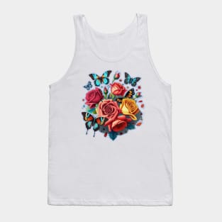 Beautiful Butterflies and Colourful Roses Tank Top